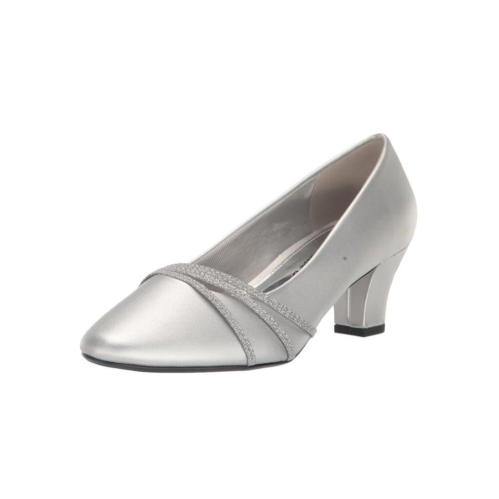 NiB Easy Street Women's Cristiny Pump Evening Heels SilverSize 6.5 M $70 RY1258